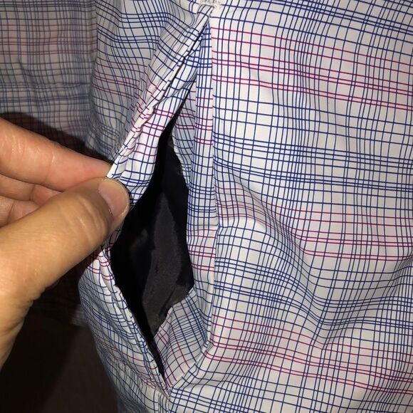 Athletech 1X White Fuchsia Pink Blue Plaid Full Zip Quilted Puffer Jacket - Picture 8 of 16